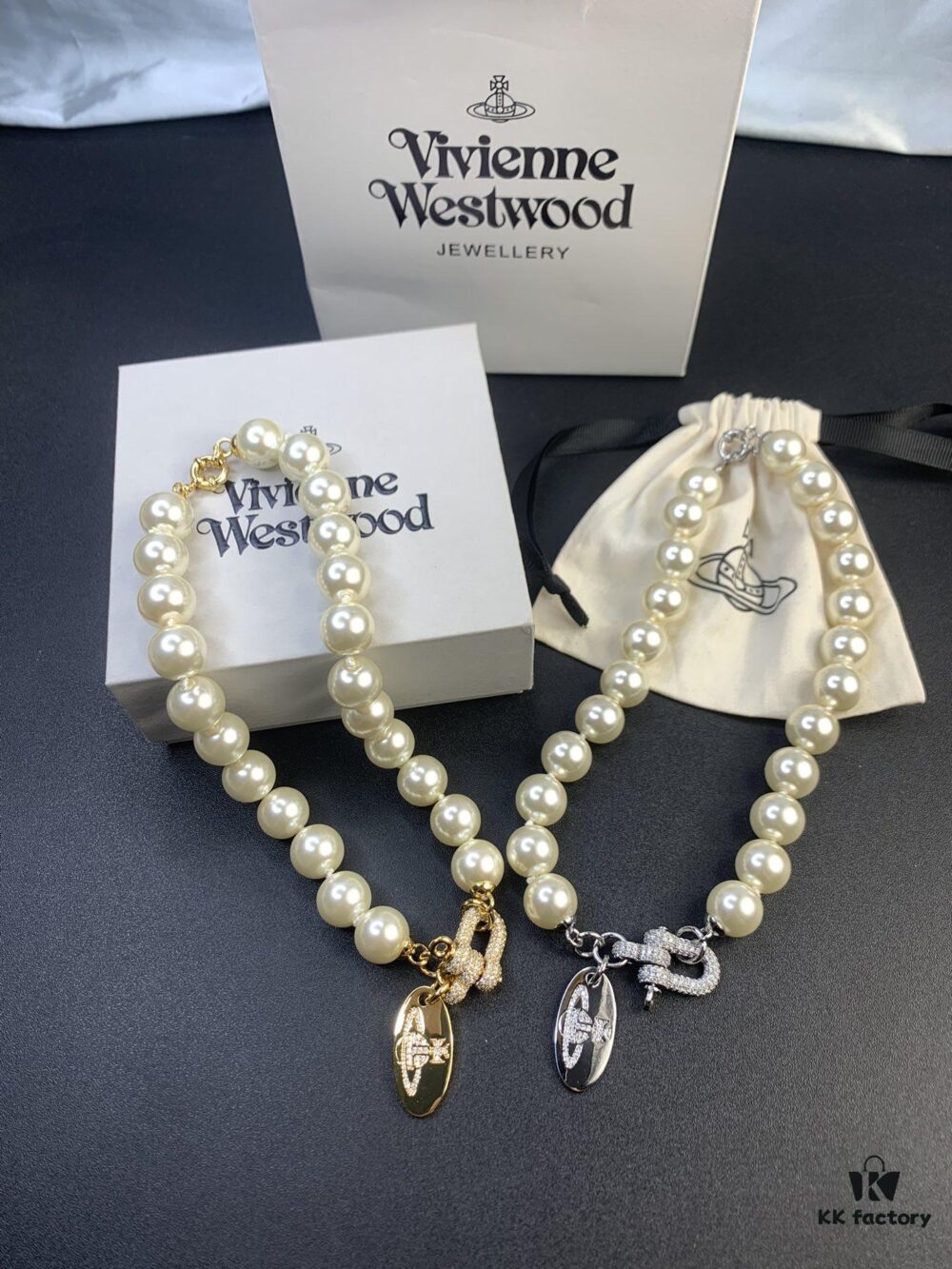 West Queen Full Diamond Horse Hoof Pearl Necklace, Superb Quality