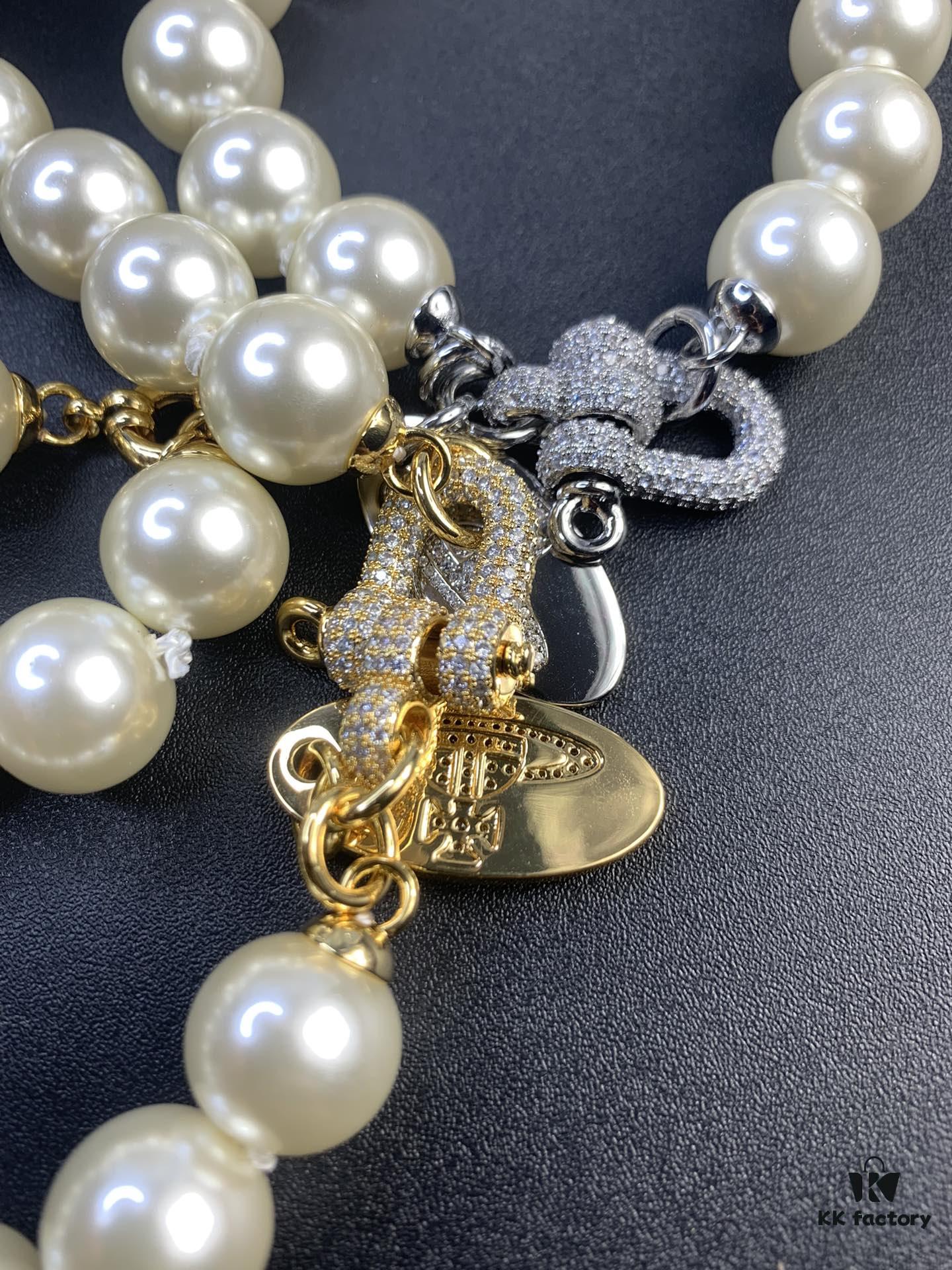 West Queen Full Diamond Horse Hoof Pearl Necklace, Superb Quality