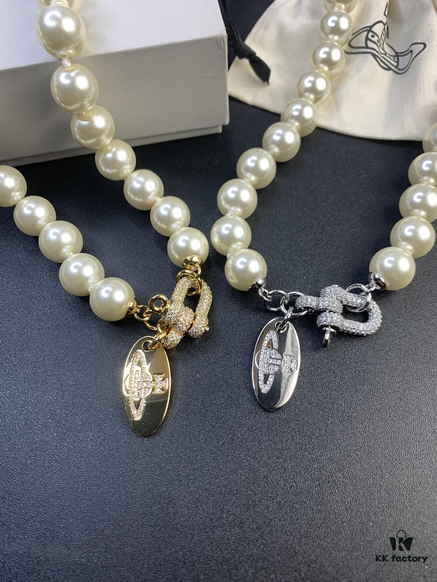 West Queen Full Diamond Horse Hoof Pearl Necklace, Superb Quality