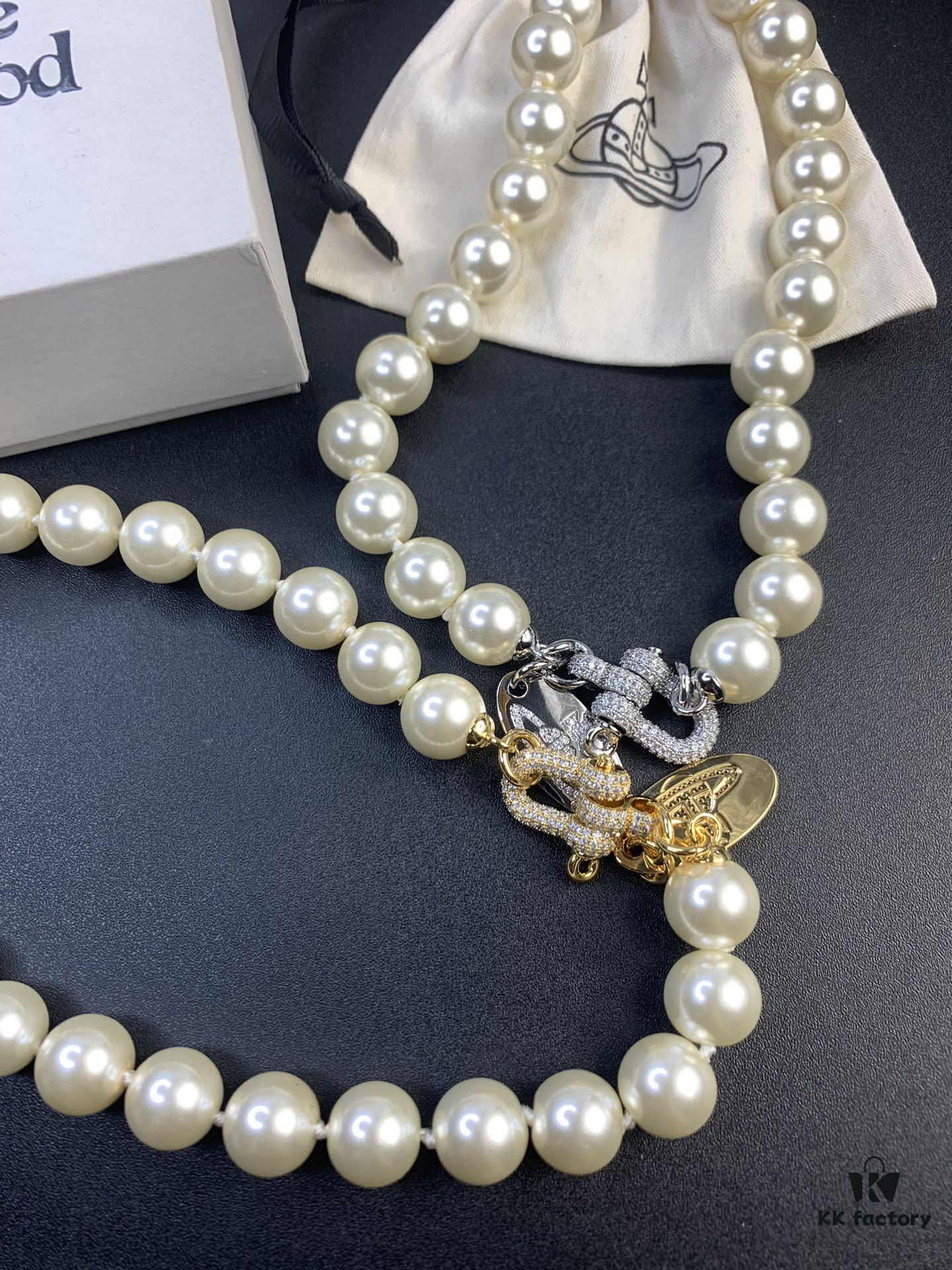 West Queen Full Diamond Horse Hoof Pearl Necklace, Superb Quality