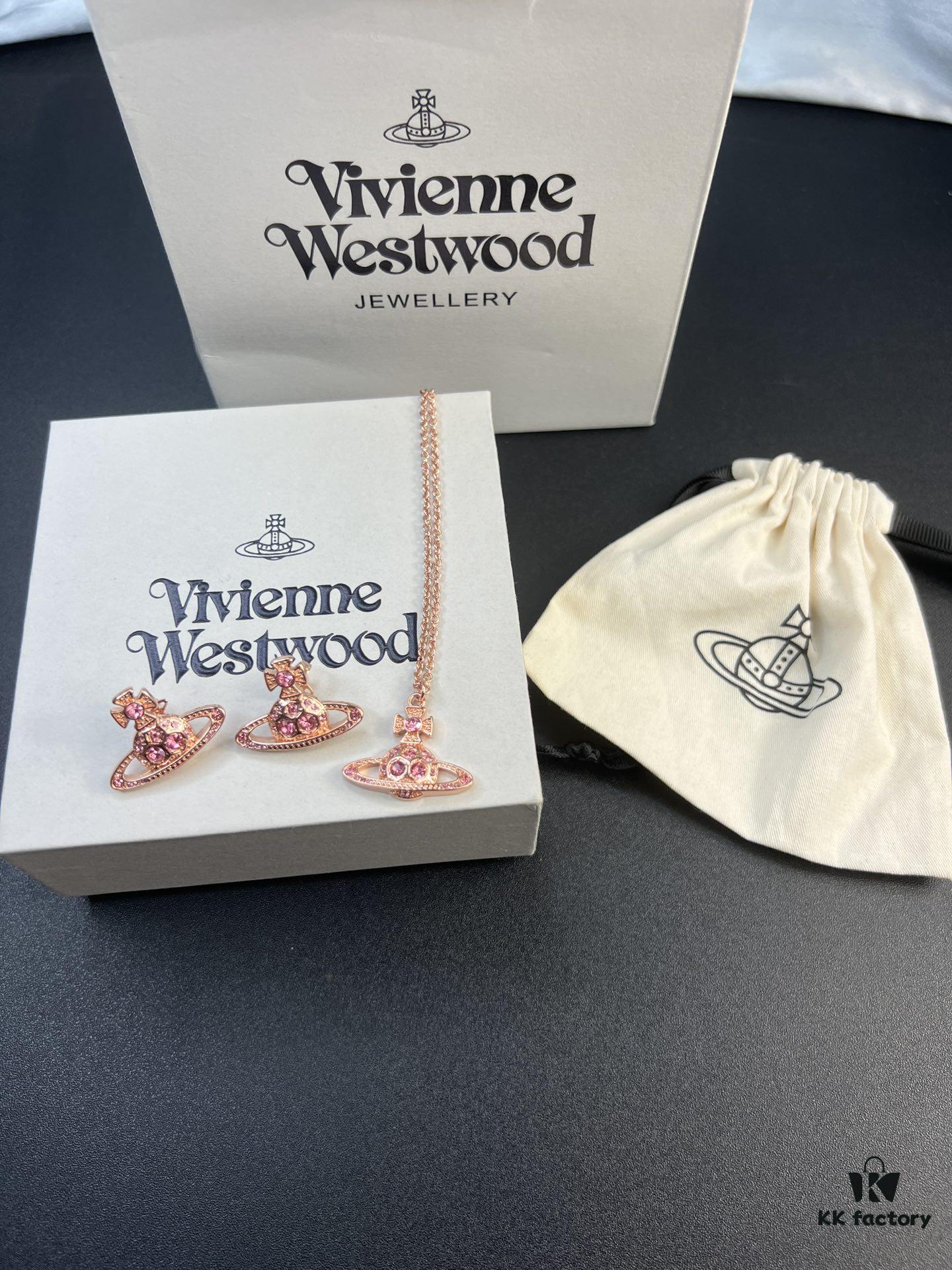 West Queen Zircon Necklace and Stud Earrings, Four Colors Available in Stock