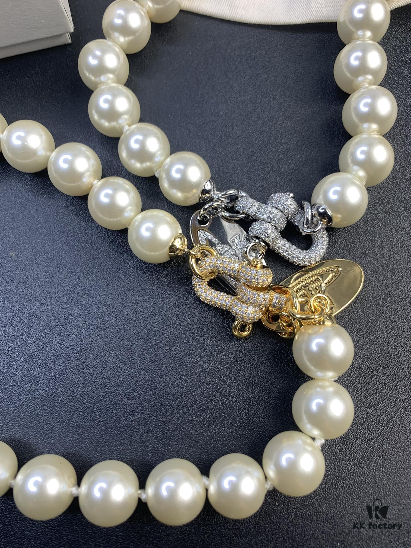 West Queen Full Diamond Horse Hoof Pearl Necklace, Superb Quality