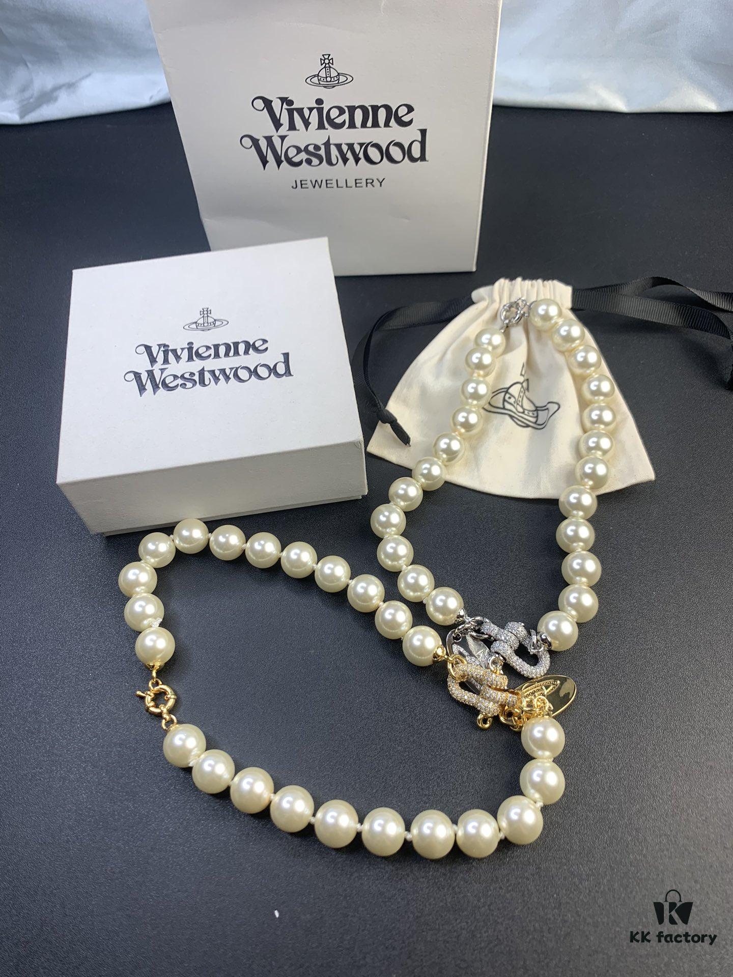 West Queen Full Diamond Horse Hoof Pearl Necklace, Superb Quality