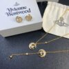 West Queen Half-Moon Saturn Ear Studs Bracelet Necklace Set in Gold and Silver Tones