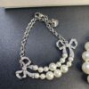 West Queen Bow Double-Layer Pearl Set Stud Earrings Bracelet Necklace