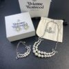 West Queen Bow Double-Layer Pearl Set Stud Earrings Bracelet Necklace