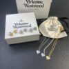 Vivienne Westwood Pearl and Crystal Necklace and Stud Earrings Set, Available in Purple Crystal with White Shell and White Crystal with White Shell
