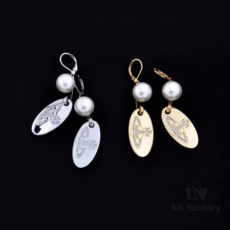 New Arrival Today: Vivienne Westwood-inspired Zircon Oval Pendant Mixed-style Earrings