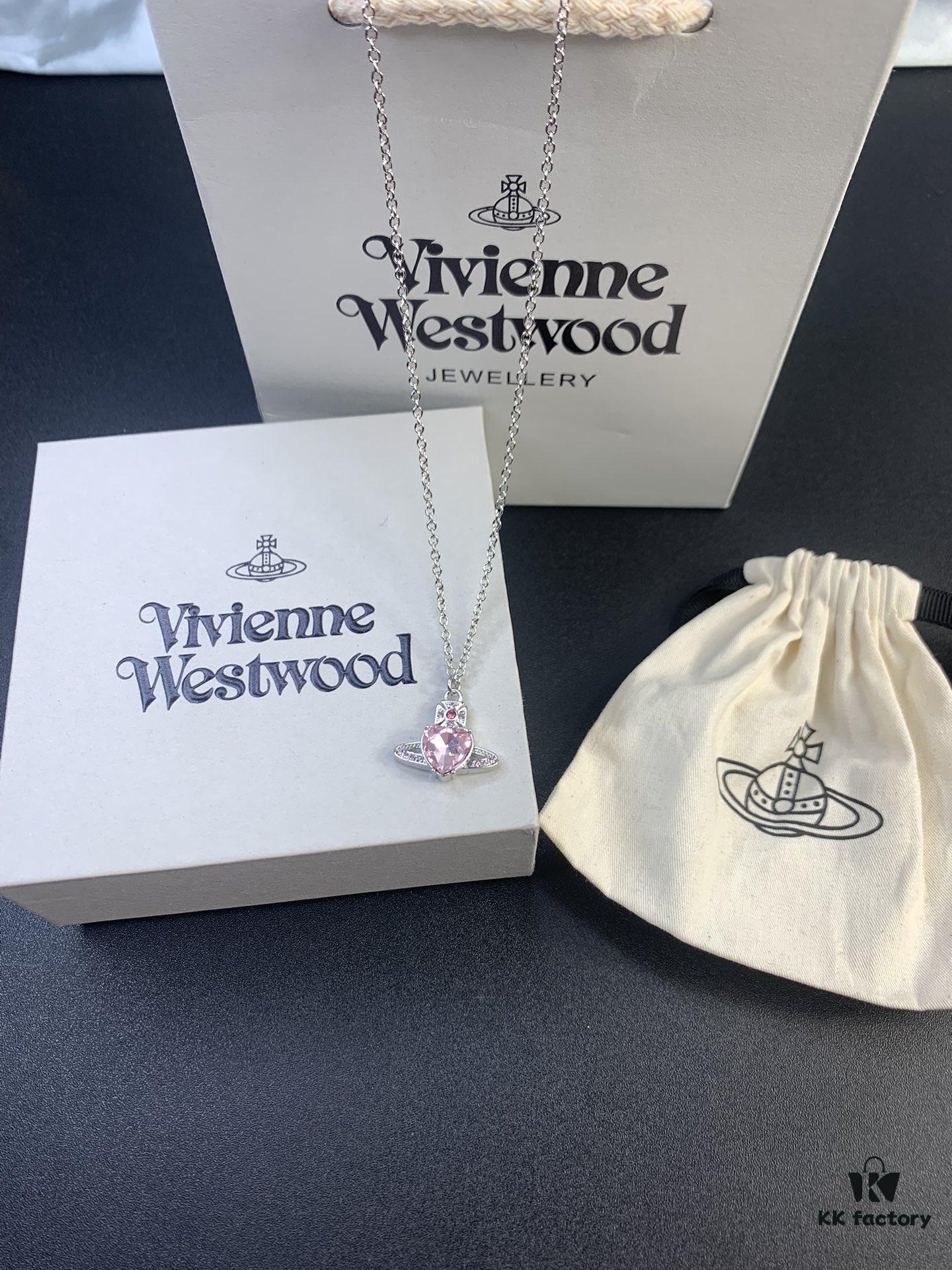 West Queen Pink Diamond Necklace, Bracelet, and Earring Set in Gold-Plated Material