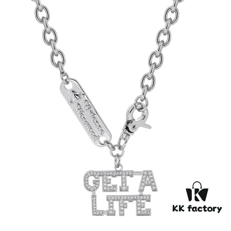 West Queen Large Letter Square Pendant Necklace