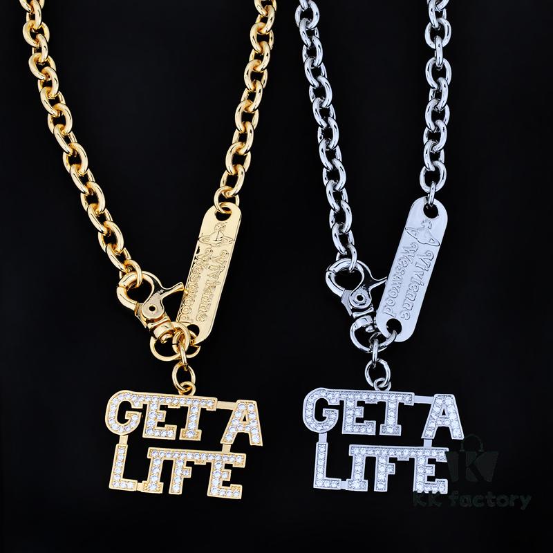 West Queen Large Letter Square Pendant Necklace