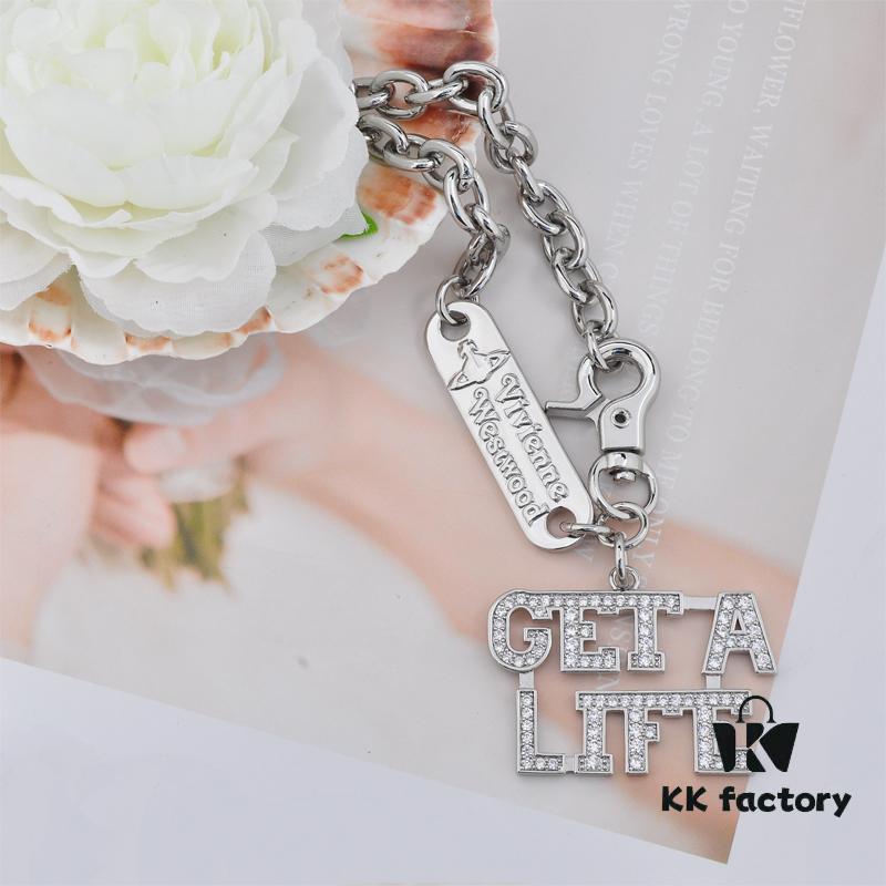 West Queen Large Letter Square Pendant Necklace