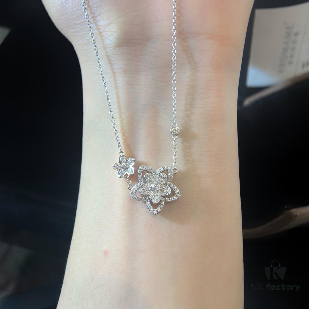 FlowerGirl White Gold Champagne Gold Graff Floral Duo Necklace