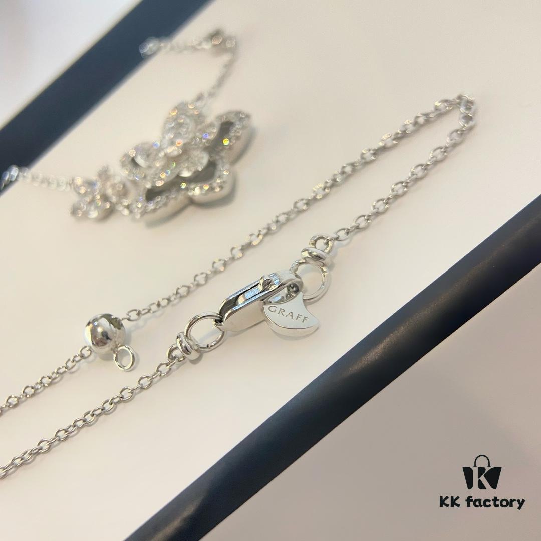 FlowerGirl White Gold Champagne Gold Graff Floral Duo Necklace