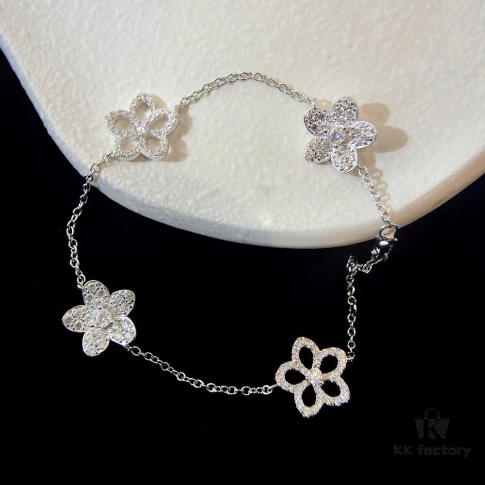 FlowerGirl White Gold Graff Floral Wild Flower Bracelet