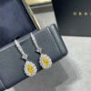 Hand-set with Imported Zircon, Graff-style Teardrop Yellow Diamond Earrings, Exquisitely Sparkling, the Choice of Goddesses