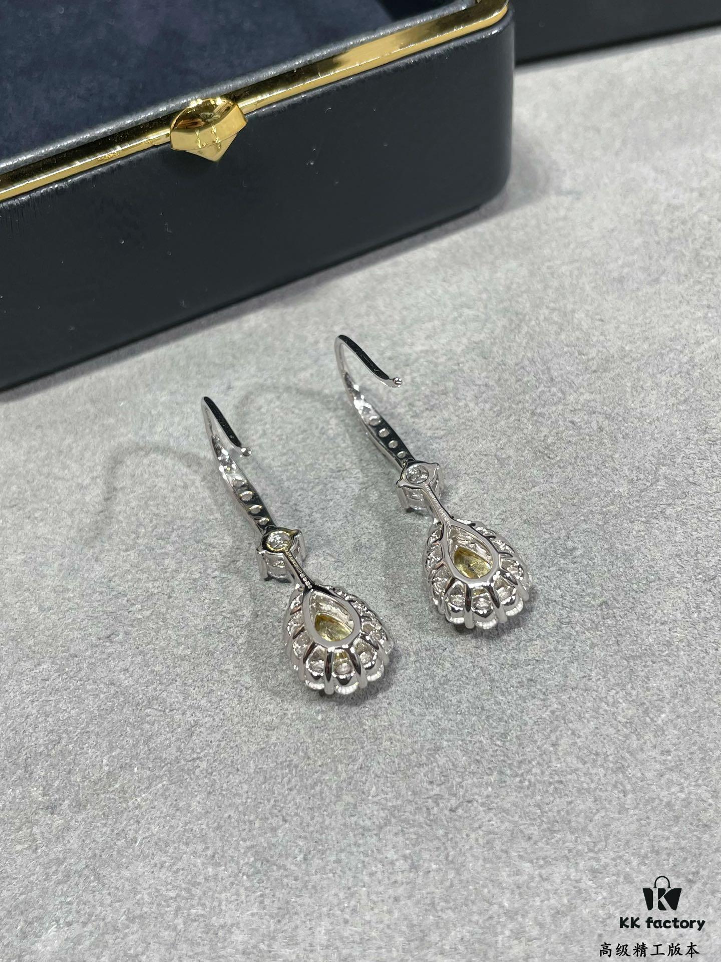 Hand-set with Imported Zircon, Graff-style Teardrop Yellow Diamond Earrings, Exquisitely Sparkling, the Choice of Goddesses