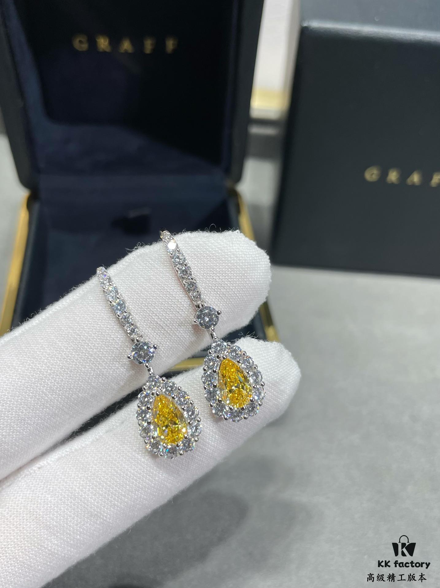 Hand-set with Imported Zircon, Graff-style Teardrop Yellow Diamond Earrings, Exquisitely Sparkling, the Choice of Goddesses