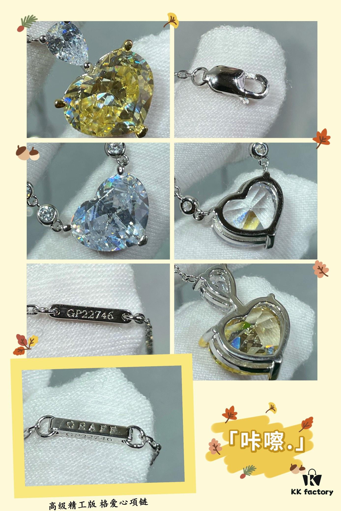 Graff Heart Necklace, Custom-Cut 160-Facet Zirconia with High Refractive Index, Bling Bling Sparkle, Exclusive Design, Heart-Shaped Carbon Diamond, Full S925 Sterling Silver, Dual-Tone Plating, Platinum-Inspired Diamond Setting, Elegant and Generous