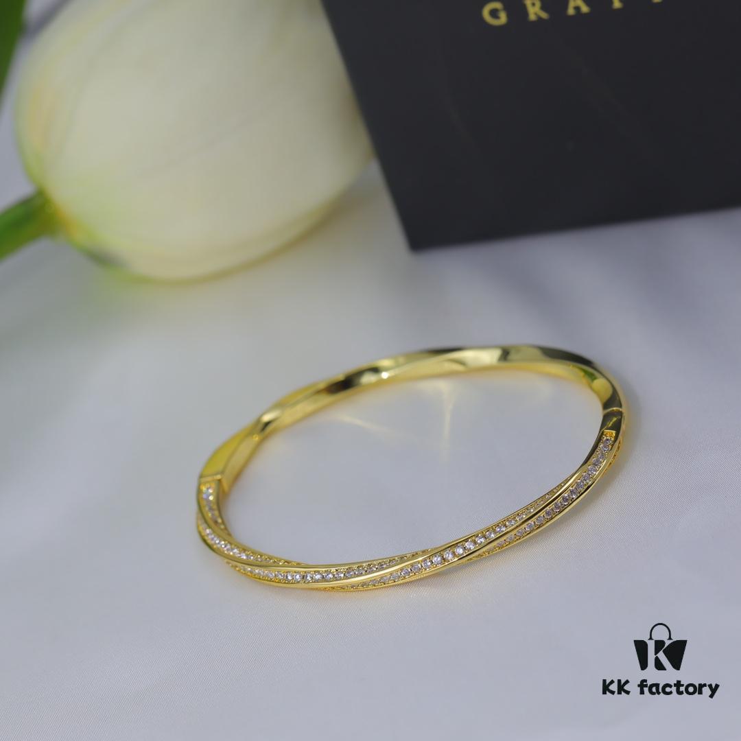 Top Brand Graff Bracelet, Luxury Jewelry Custom Simulation Diamond Series, Premium Electroplated Gold Silver Material, In Stock AE33558