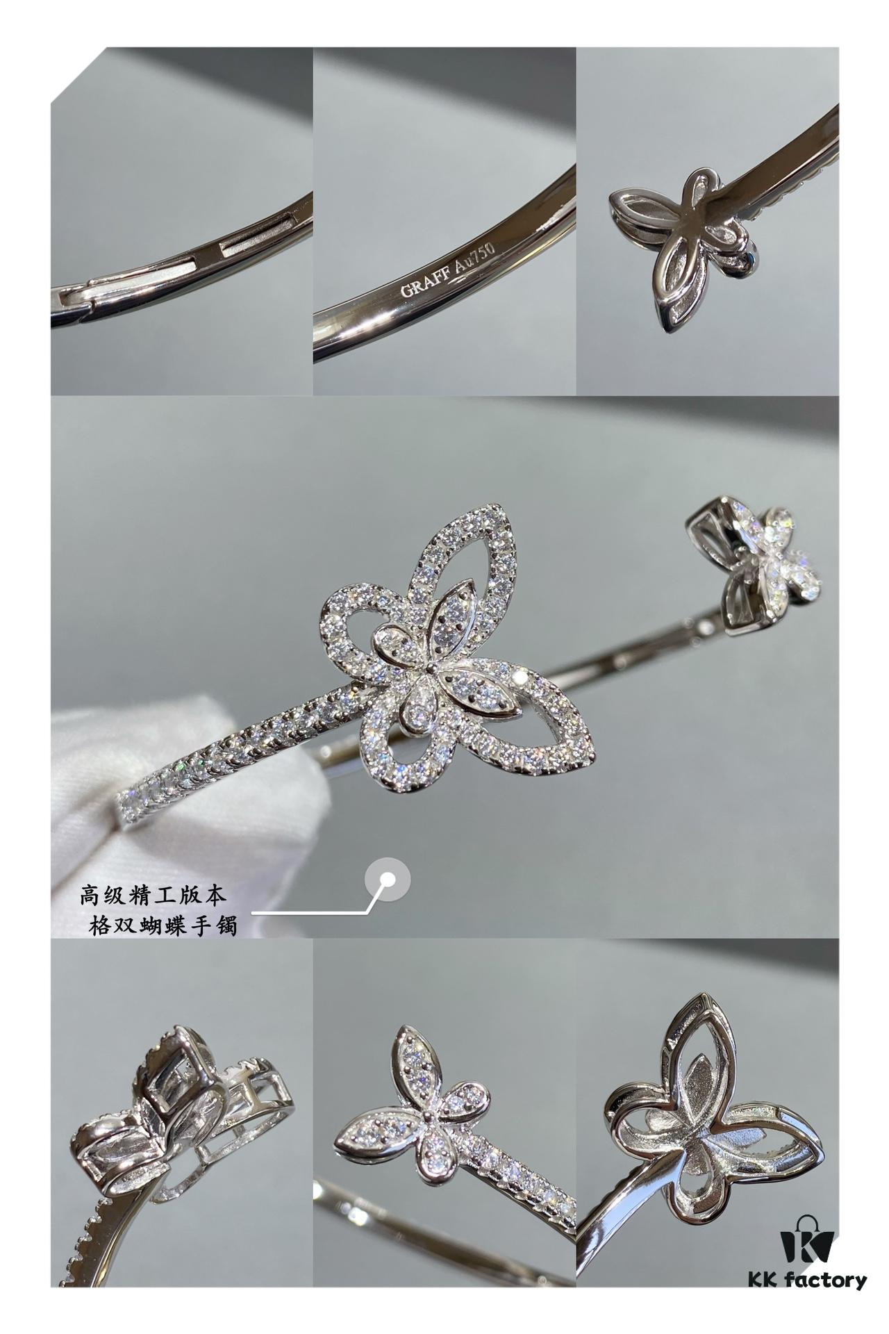 Graff Double Butterfly Open Bangle Bracelet Jewelry Featuring Top-Tier Zirconia