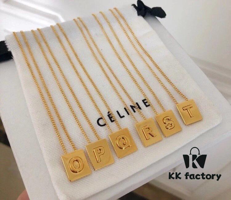Celine S925 Sterling Silver Alphabet Pendant Necklace – All 26 Letters Available! Adjustable Chain with Custom 3D Cubic Letter Design, Premium Craftsmanship, Elegant and Versatile for Every Style