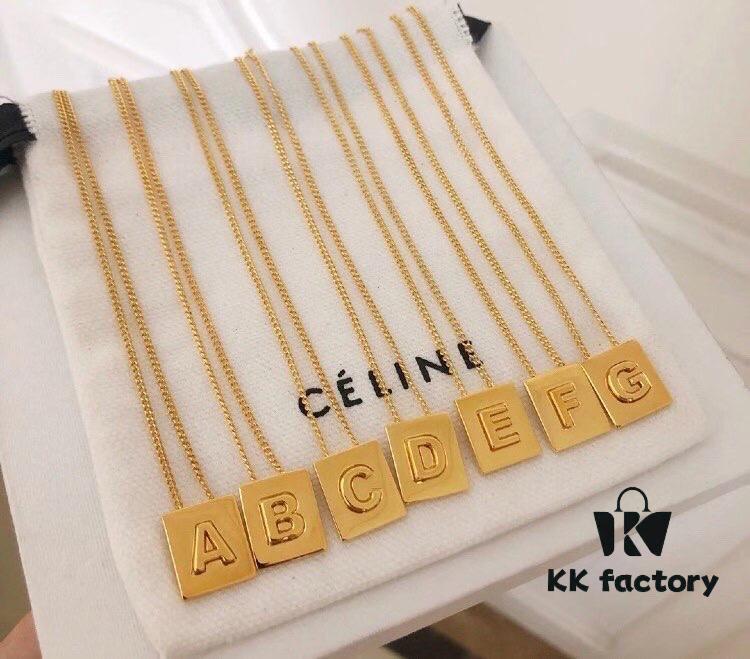 Celine S925 Sterling Silver Alphabet Pendant Necklace – All 26 Letters Available! Adjustable Chain with Custom 3D Cubic Letter Design, Premium Craftsmanship, Elegant and Versatile for Every Style