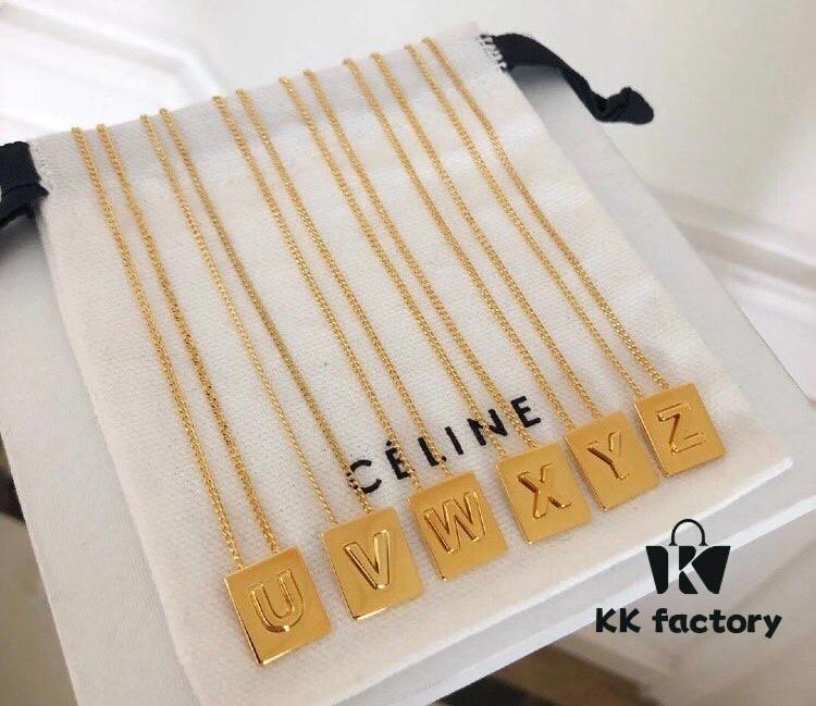 Celine S925 Sterling Silver Alphabet Pendant Necklace – All 26 Letters Available! Adjustable Chain with Custom 3D Cubic Letter Design, Premium Craftsmanship, Elegant and Versatile for Every Style