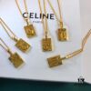 CELINE / Celine Luxury Gold French Zodiac Square Pendant Collar Necklace