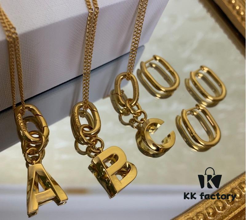 Celine Hot Sale! New Arrival Worldwide First Release! Celine 2021 New Alphabet Earrings and Necklace Multi-Wear Design
