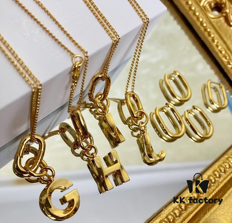 Celine Hot Sale! New Arrival Worldwide First Release! Celine 2021 New Alphabet Earrings and Necklace Multi-Wear Design