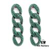 Celine-Inspired European and American High-End Micro-Pave Luxurious Colorful Geometric Chain Stud Earrings for Women with Silver Needle