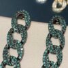 Celine-Inspired European and American High-End Micro-Pave Luxurious Colorful Geometric Chain Stud Earrings for Women with Silver Needle