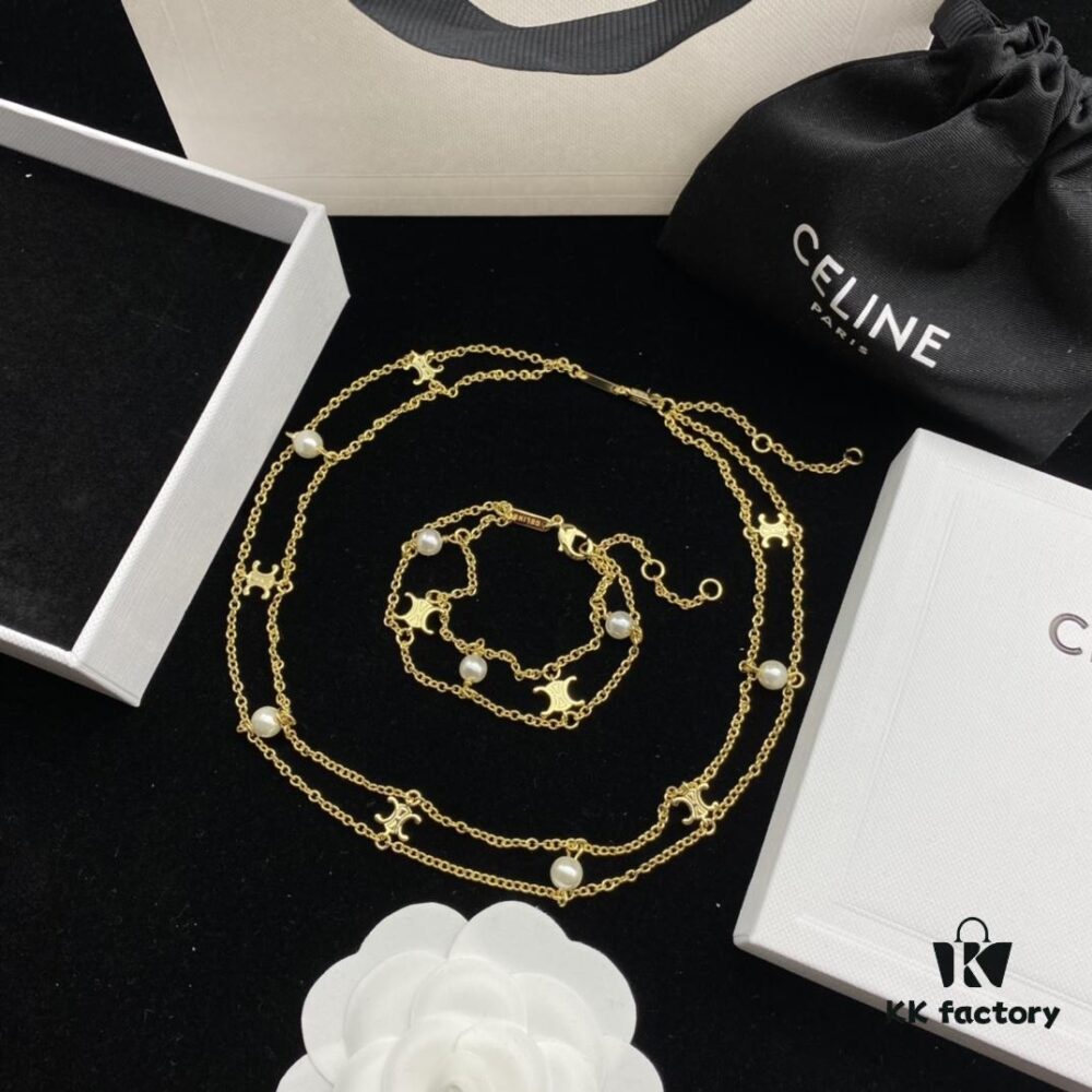 CELINE New Classic Pearl Elegant Necklace and Bracelet