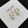 CELINE New Model Pearl Hoop Stud Earrings