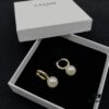 CELINE New Model Pearl Hoop Stud Earrings