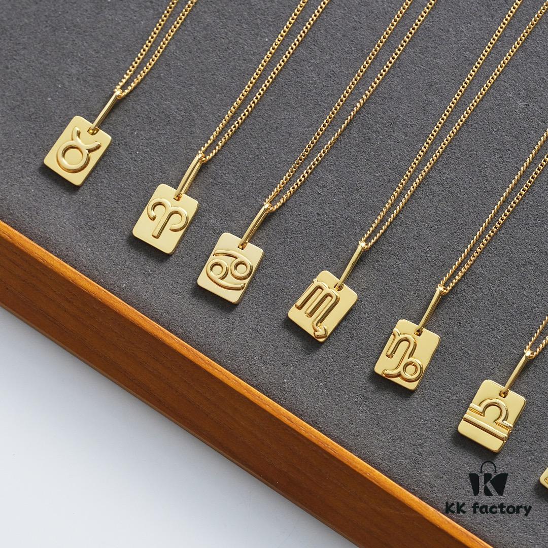Celine12 Zodiac Necklace, Highly Popular with Unique Constellation Relief Design, Made of Gold-Plated Copper Giving a Vintage and Mysterious Look