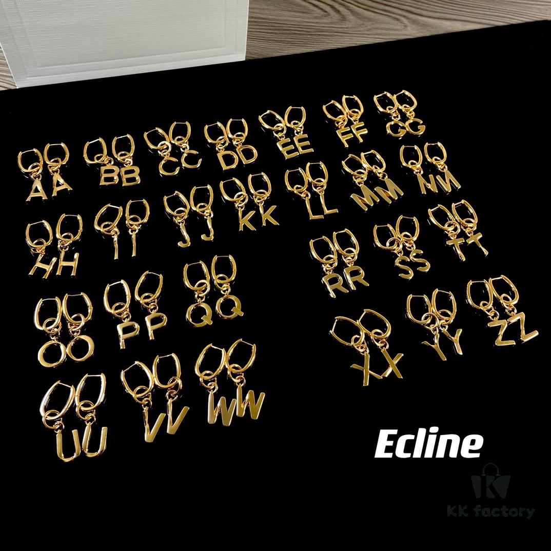 Celine Letter Earrings, Consistent ZP Material! 26 Letters, Authentic Craftsmanship, Thick Gold Plating!