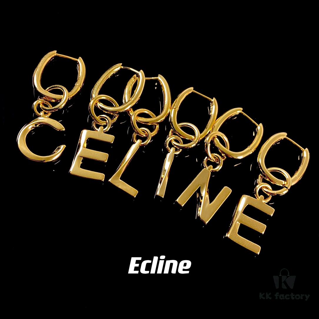 Celine Letter Earrings, Consistent ZP Material! 26 Letters, Authentic Craftsmanship, Thick Gold Plating!