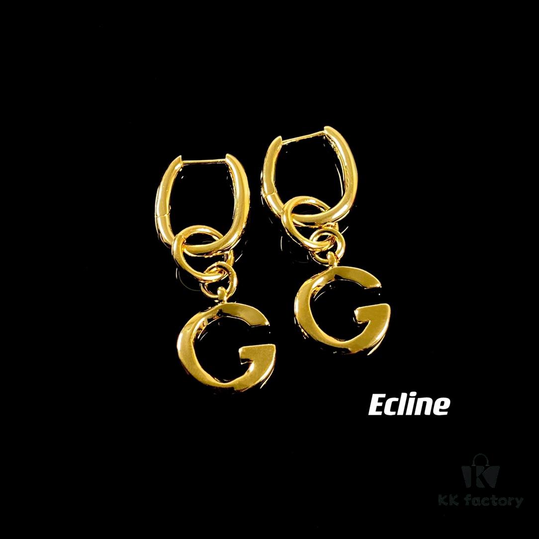 Celine Letter Earrings, ZP-Consistent Material! 26 Letters, Authentic Craftsmanship, Thick Gold Plating!