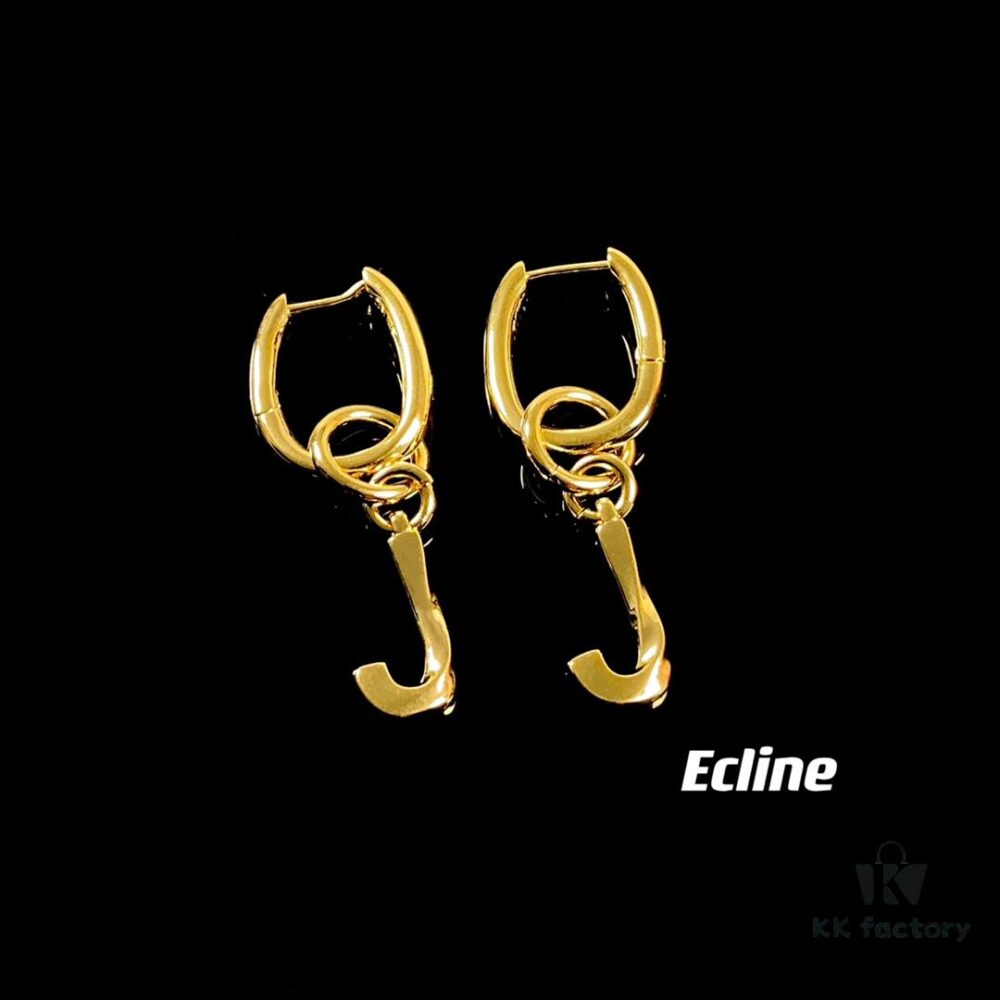 Celine Letter Earrings, ZP-Consistent Material! 26 Letters, Authentic Craftsmanship, Thick Gold Plating!
