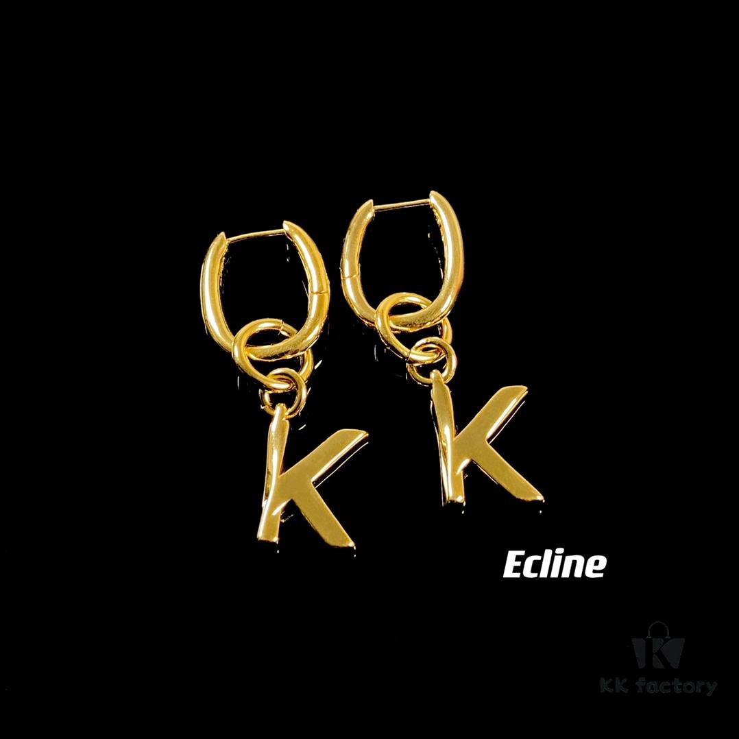 Celine Letter Earrings, ZP-Consistent Material! 26 Letters, Authentic Craftsmanship, Thick Gold Plating!