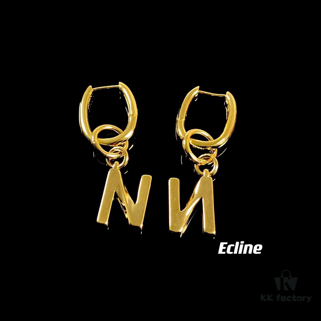 Celine Letter Earrings, ZP-Consistent Material! 26 Letters, Authentic Craftsmanship, Thick Gold Plating!
