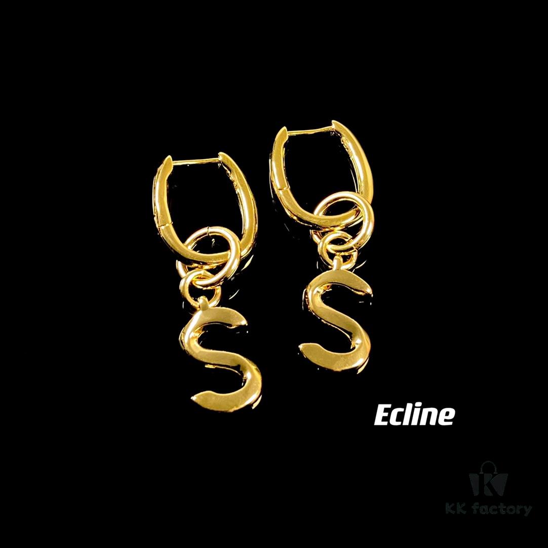 Celine Letter Earrings, Consistent ZP Material! 26 Letters, Authentic Craftsmanship, Thick Gold Plating!