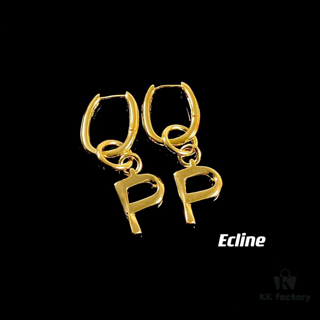 Celine Letter Earrings, ZP-Consistent Material! 26 Letters, Authentic Craftsmanship, Thick Gold Plating!