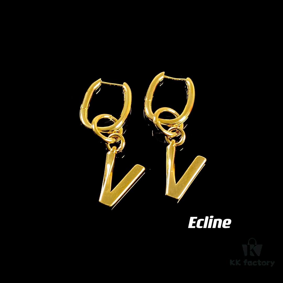 Celine Letter Earrings, Consistent ZP Material! 26 Letters, Authentic Craftsmanship, Thick Gold Plating!