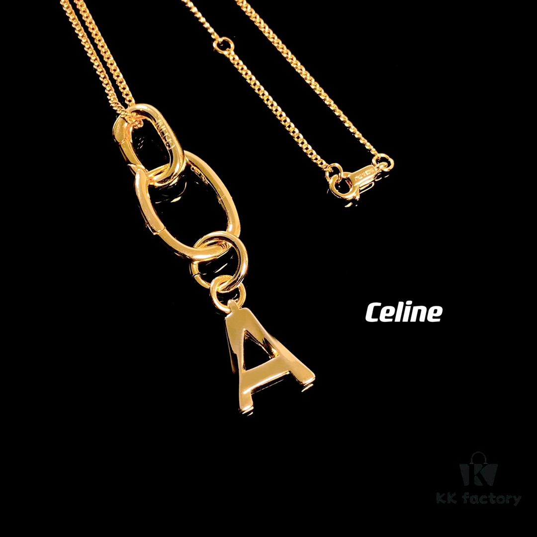 Celine Letter Necklace, Consistent ZP Material! Meaningful Jewelry to Wear the Important Names Close to You 💗 26 Letters Available, Precise Craftsmanship, Thick Gold Plating, Versatile Everyday Essential with High Wearability – A Must-Have for Everyone!