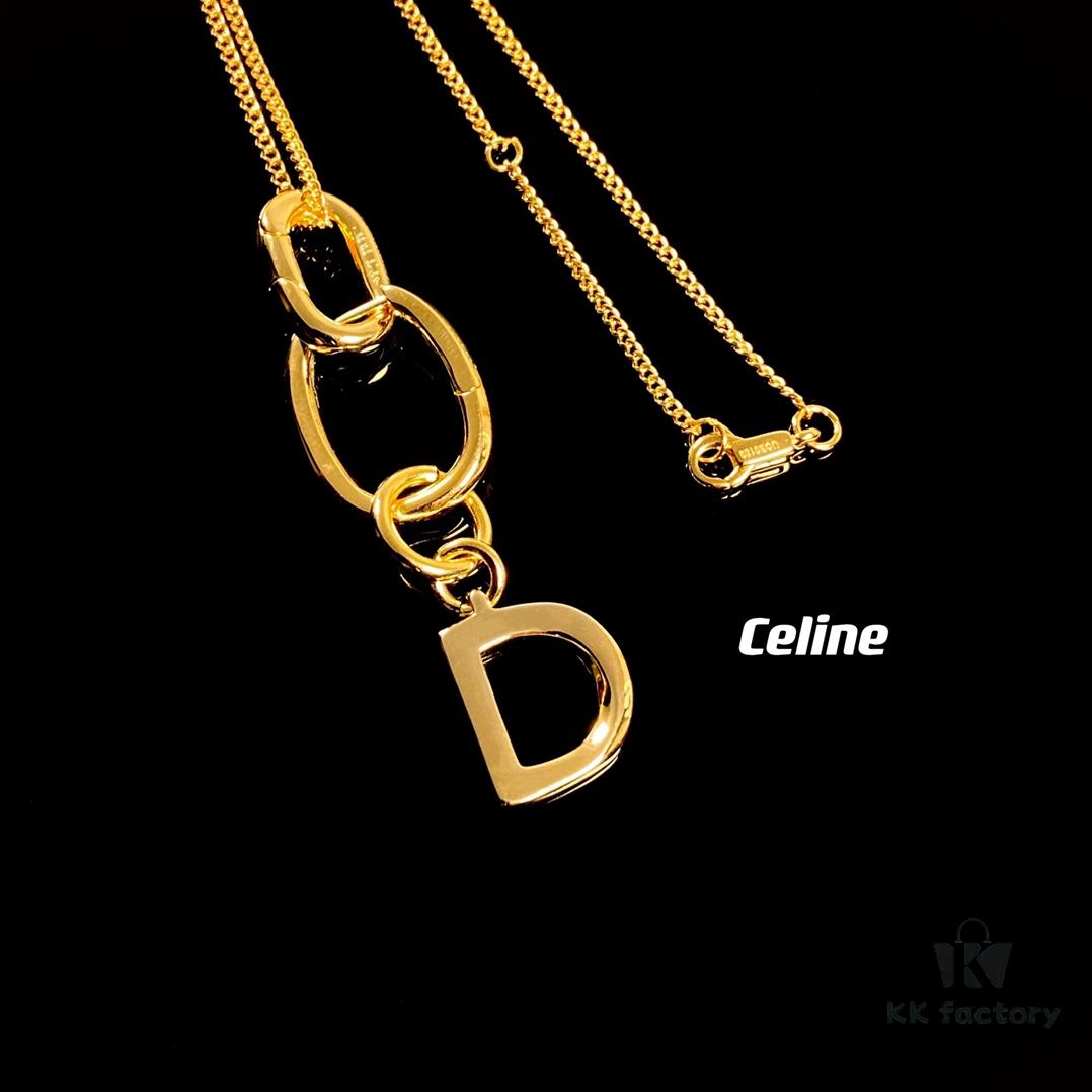 Celine Letter Necklace, Consistent ZP Material! Meaningful Jewelry to Wear the Important Names Close to You 💗 26 Letters Available, Precise Craftsmanship, Thick Gold Plating, Versatile Everyday Essential with High Wearability – A Must-Have for Everyone!