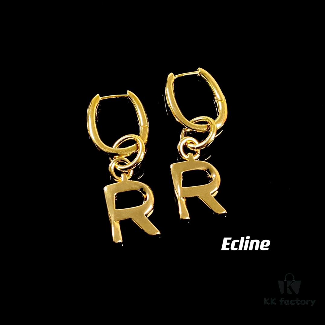 Celine Letter Earrings, ZP-Consistent Material! 26 Letters, Authentic Craftsmanship, Thick Gold Plating!