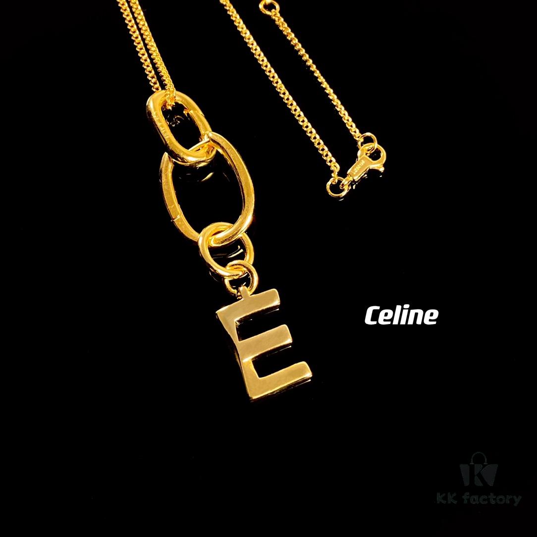 Celine Letter Necklace, Consistent ZP Material! Meaningful Jewelry to Wear the Important Names Close to You 💗 26 Letters Available, Precise Craftsmanship, Thick Gold Plating, Versatile Everyday Essential with High Wearability – A Must-Have for Everyone!